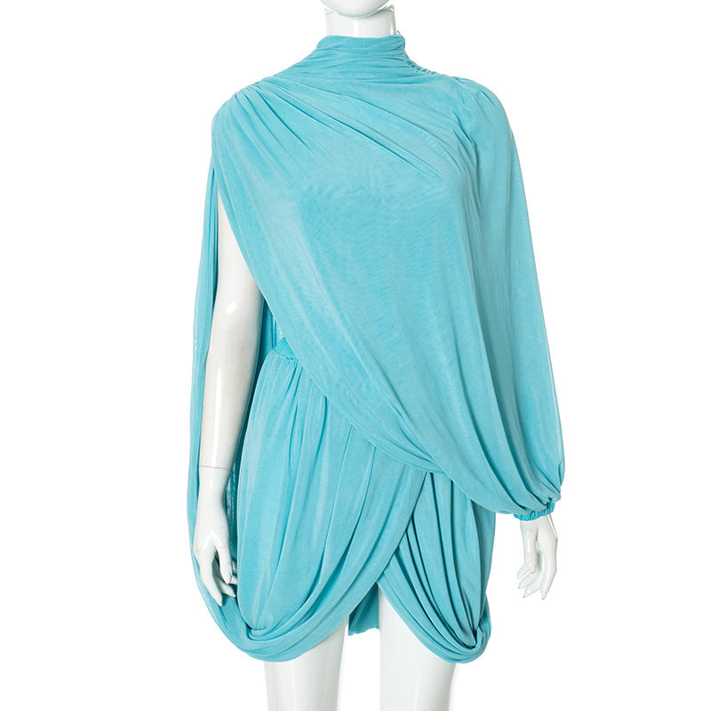 Valentina Luxe Asymmetric Draped Mini Dress - View 6