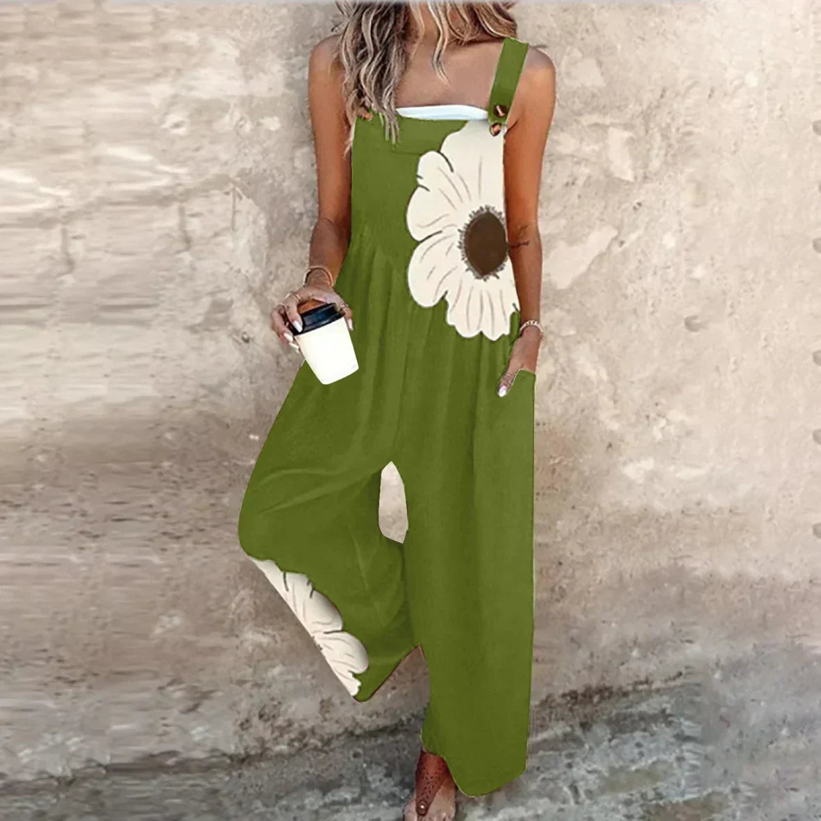 Floral Print Square Neck Wide Leg Jumpsuit 8