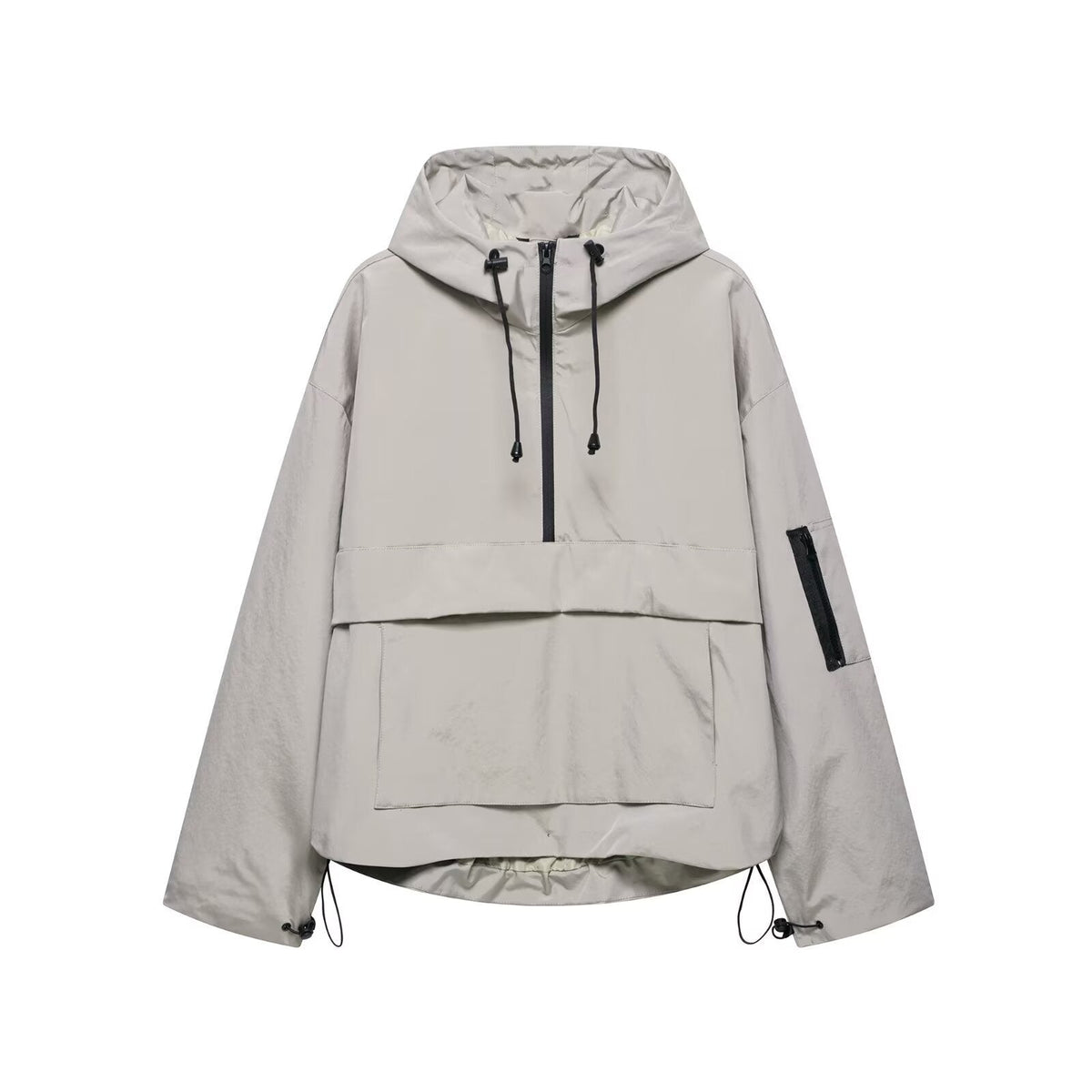 Hooded Half Zip Kangaroo Pocket Anorak Jacket 4