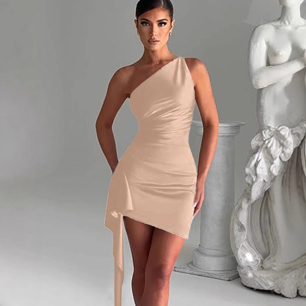 Asymmetrical One Shoulder Bodycon Evening Midi Dress - View 5