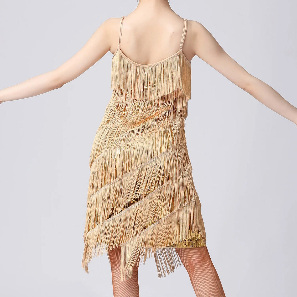Tassel Sequin Spaghetti Strap Cocktail Dress - View 2