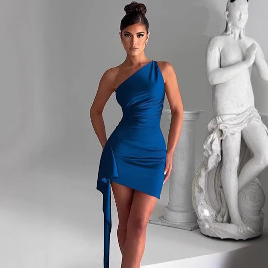 Asymmetrical One Shoulder Bodycon Evening Midi Dress - View 2