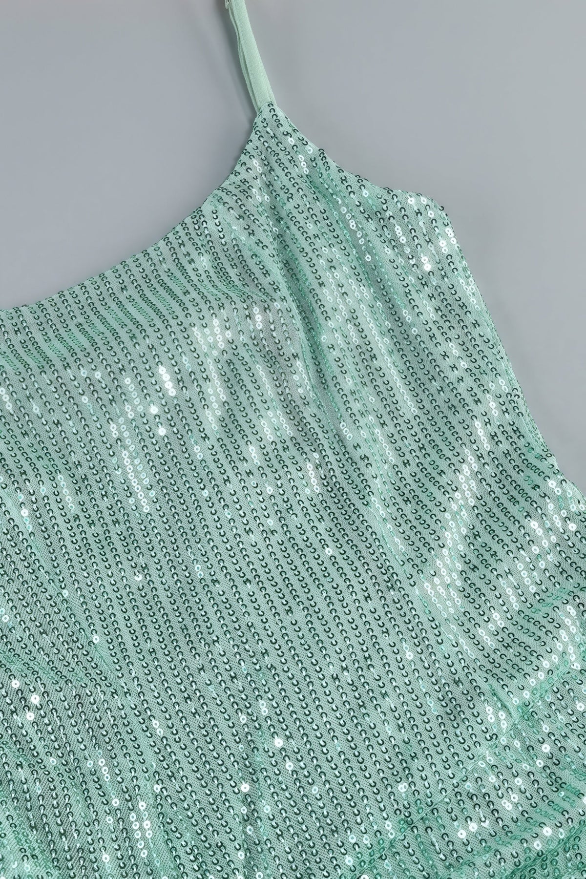 Sequin Spaghetti Strap Twist Front High Split Mermaid Gown - View 4