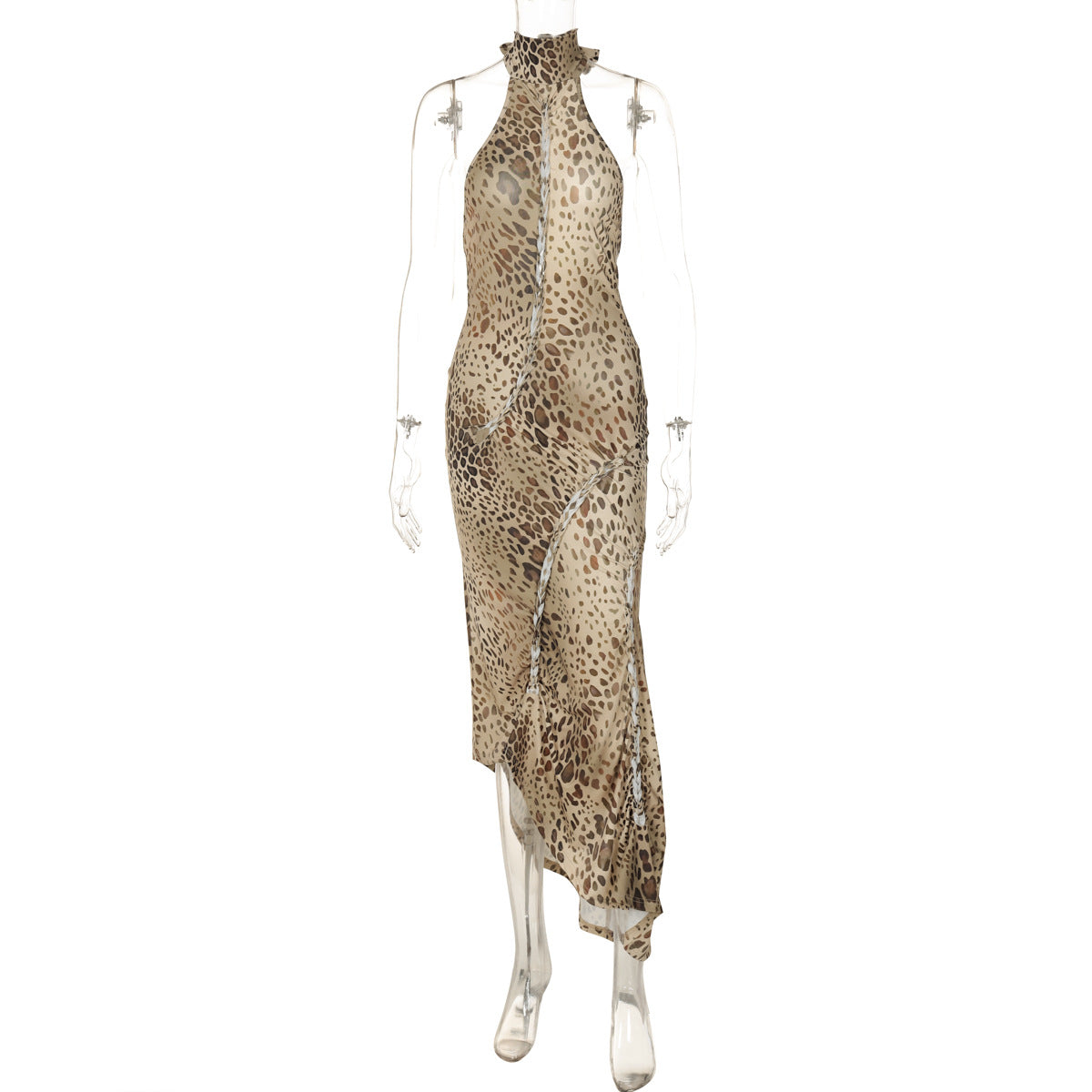 Leopard Print Halter Neck Backless Sleeveless Jumpsuit 6