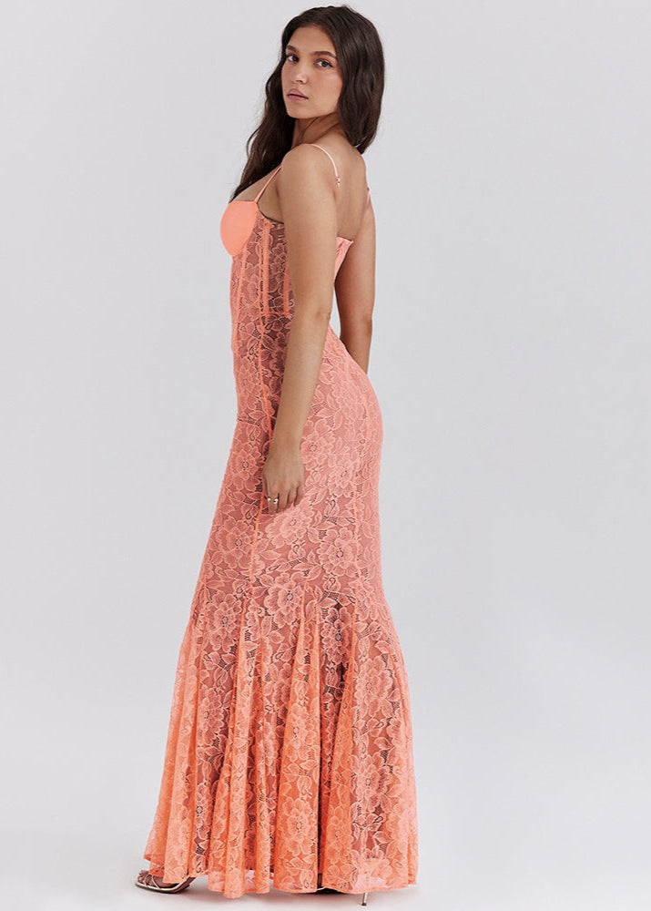 Valeria - Sheer Lace Bustier Gown - View 5