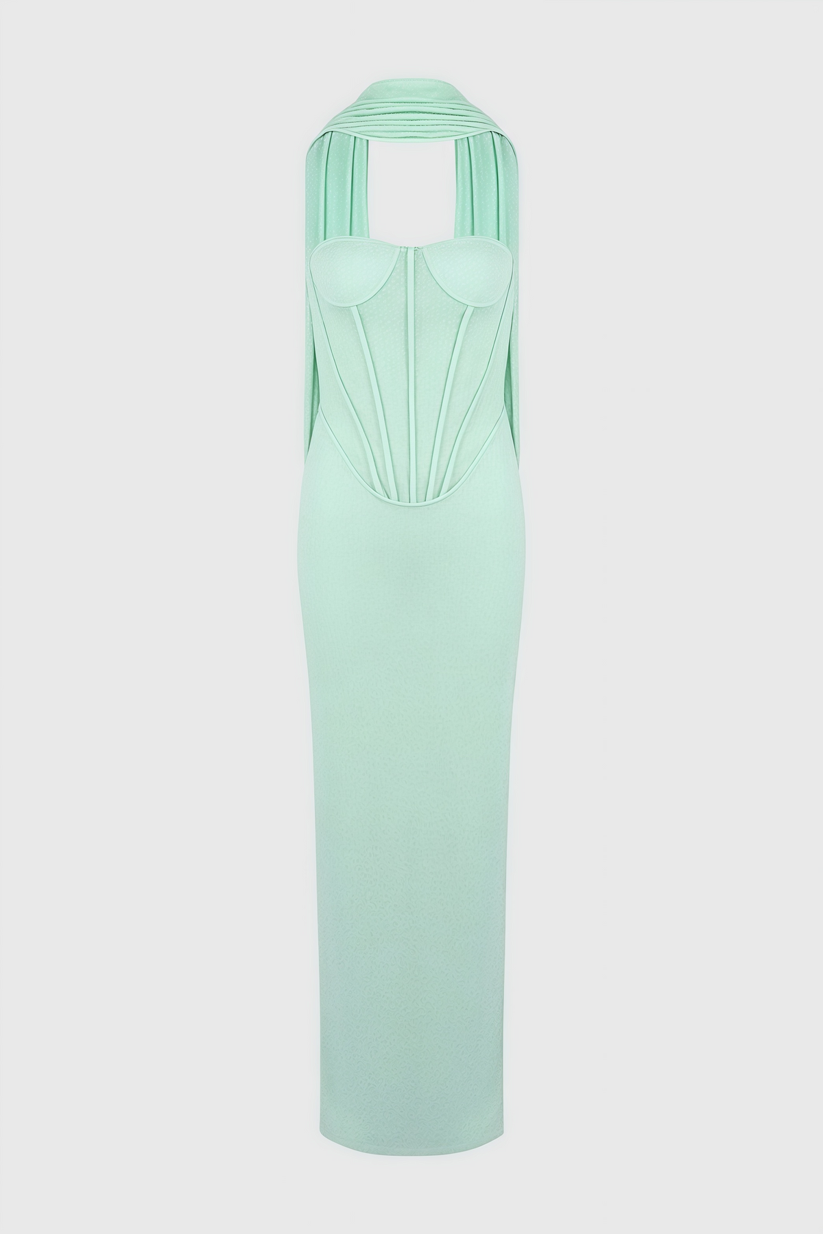 Gened Green Ribbon Sheer Chiffon Maxi Dress - View 4