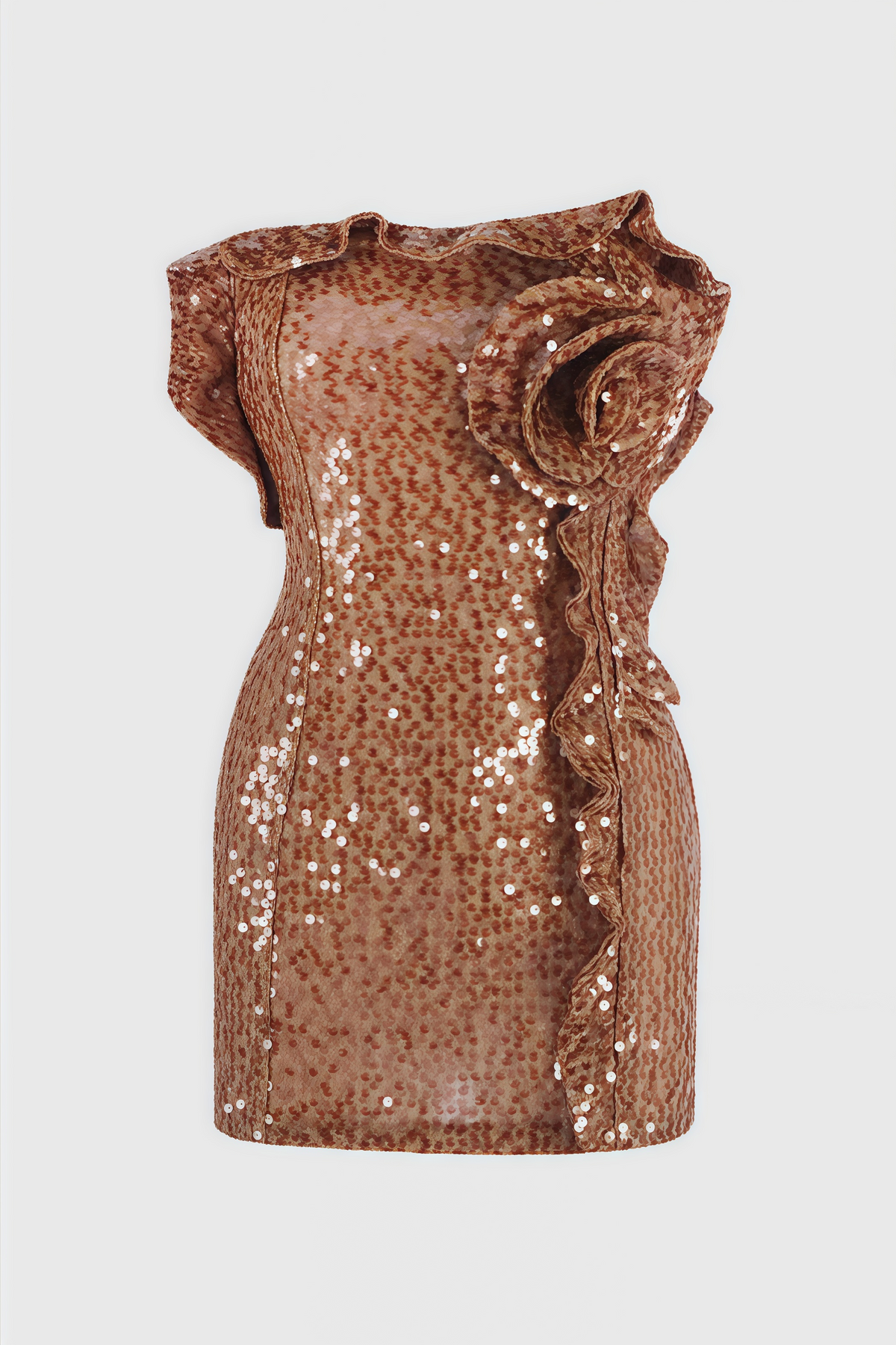 Sequin Strapless 3D Rosette Ruffle Bodycon Mini Dress - View 7