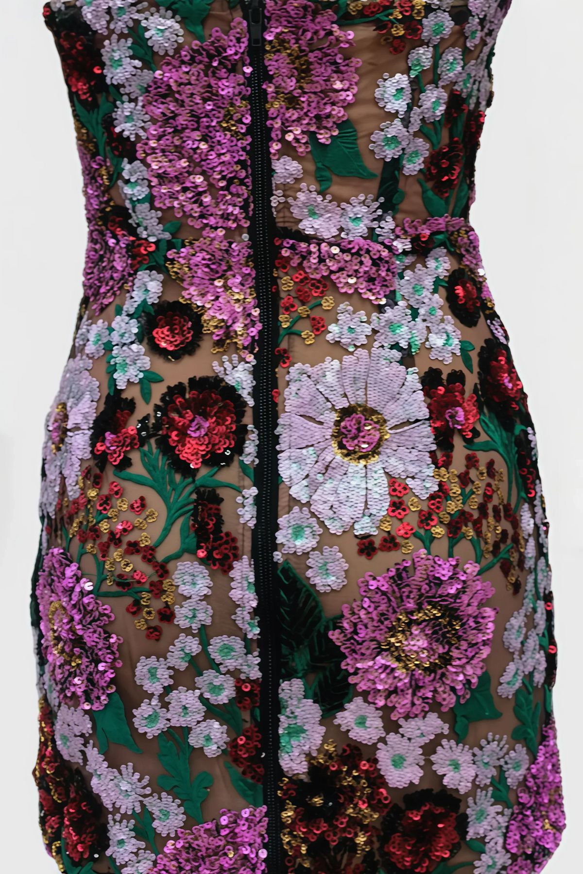Sequin Floral Halter Neck Fit and Flare Mini Dress - View 6