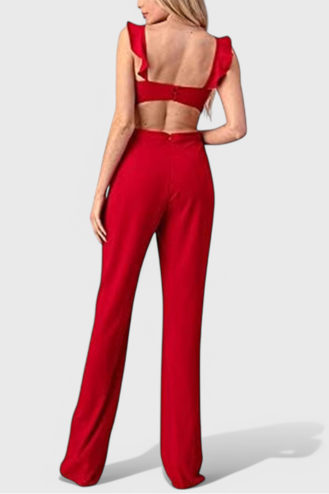 Ruffle Cut Out Sleeveless Wide Leg Jumpsuit 3
