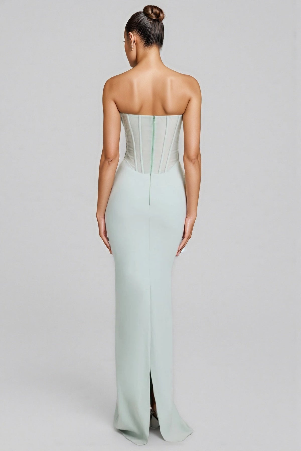 Gened Green Ribbon Sheer Chiffon Maxi Dress - View 3