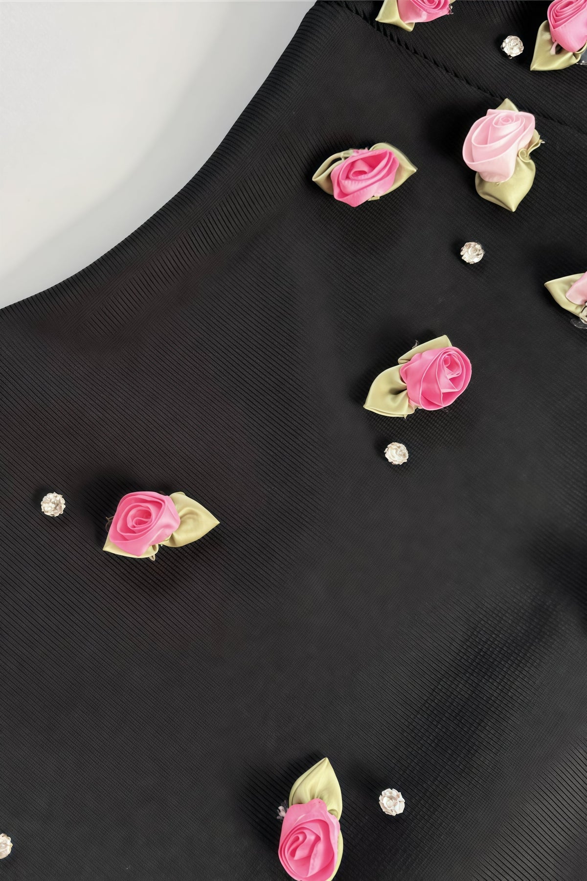 Sweetheart Spaghetti Strap 3D Rosebud Rhinestone Bandage Mini Dress - View 8