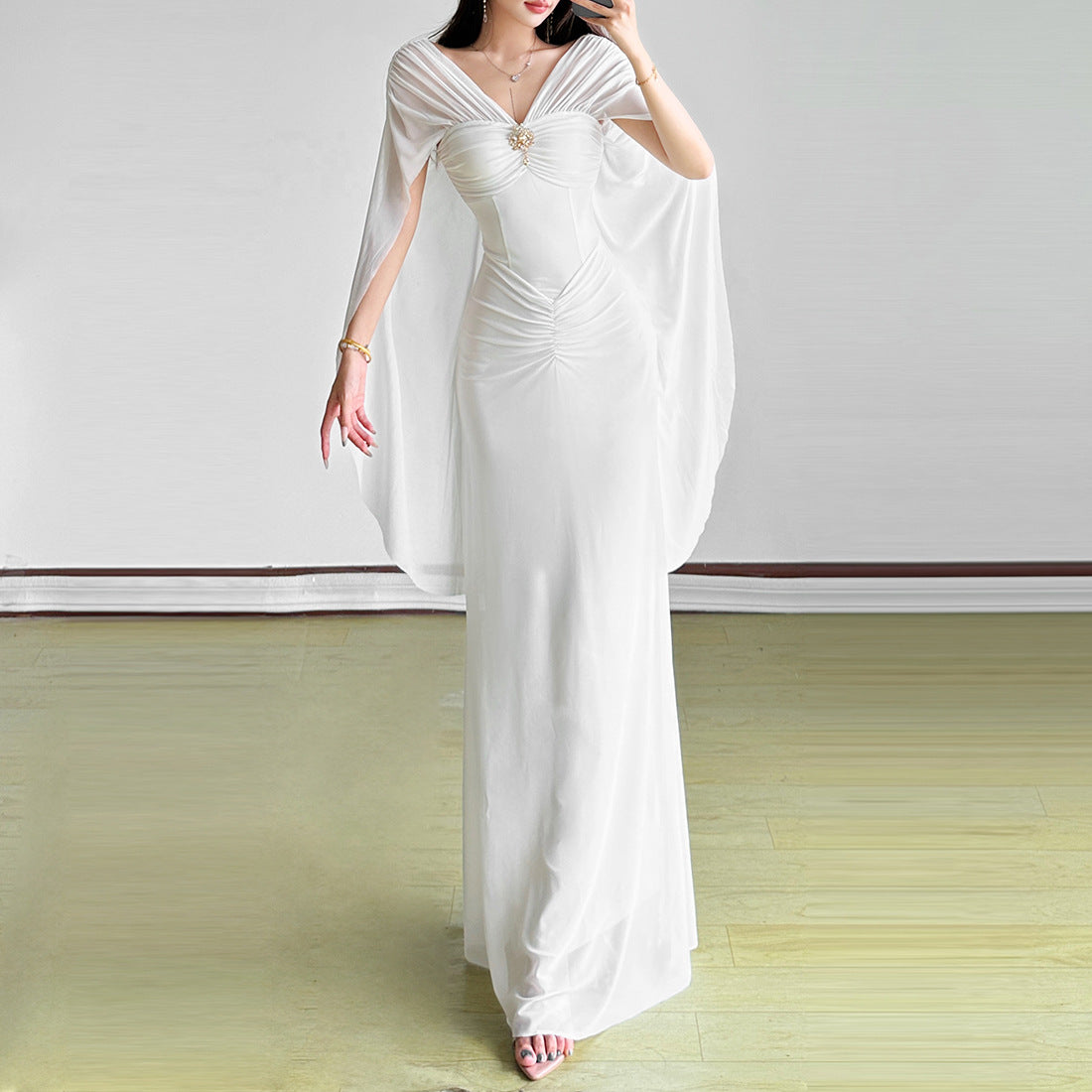 Autumn Winter Mesh Stitching off Shoulder Tight Sheath Dress