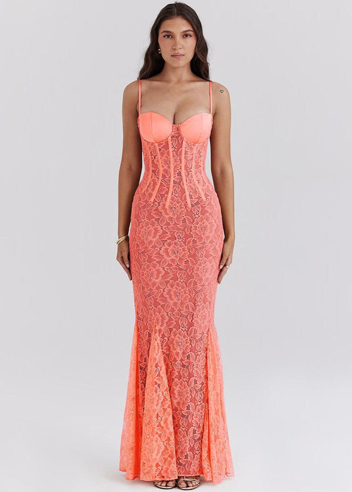 Valeria - Sheer Lace Bustier Gown - View 4