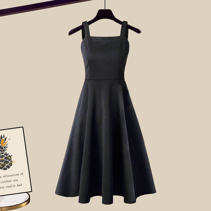 Square Neck A-Line Dress and Cross Front Cropped Sweater Two Piece Set 5