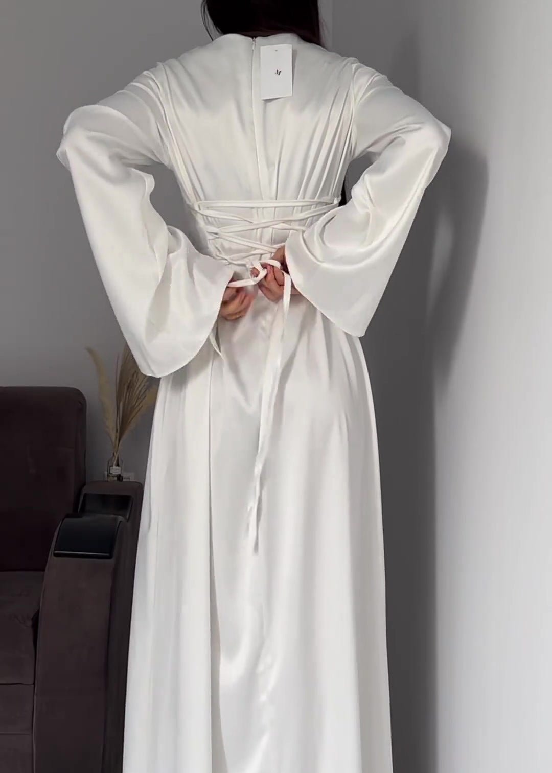 Aurora Satin Long Sleeve Maxi Dress - View 7