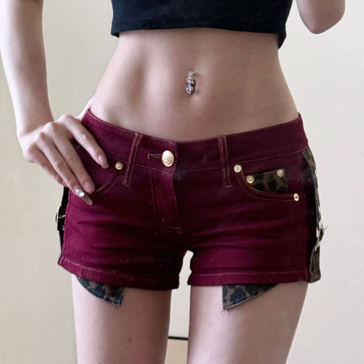 Low-Rise Patchwork Denim Jeans