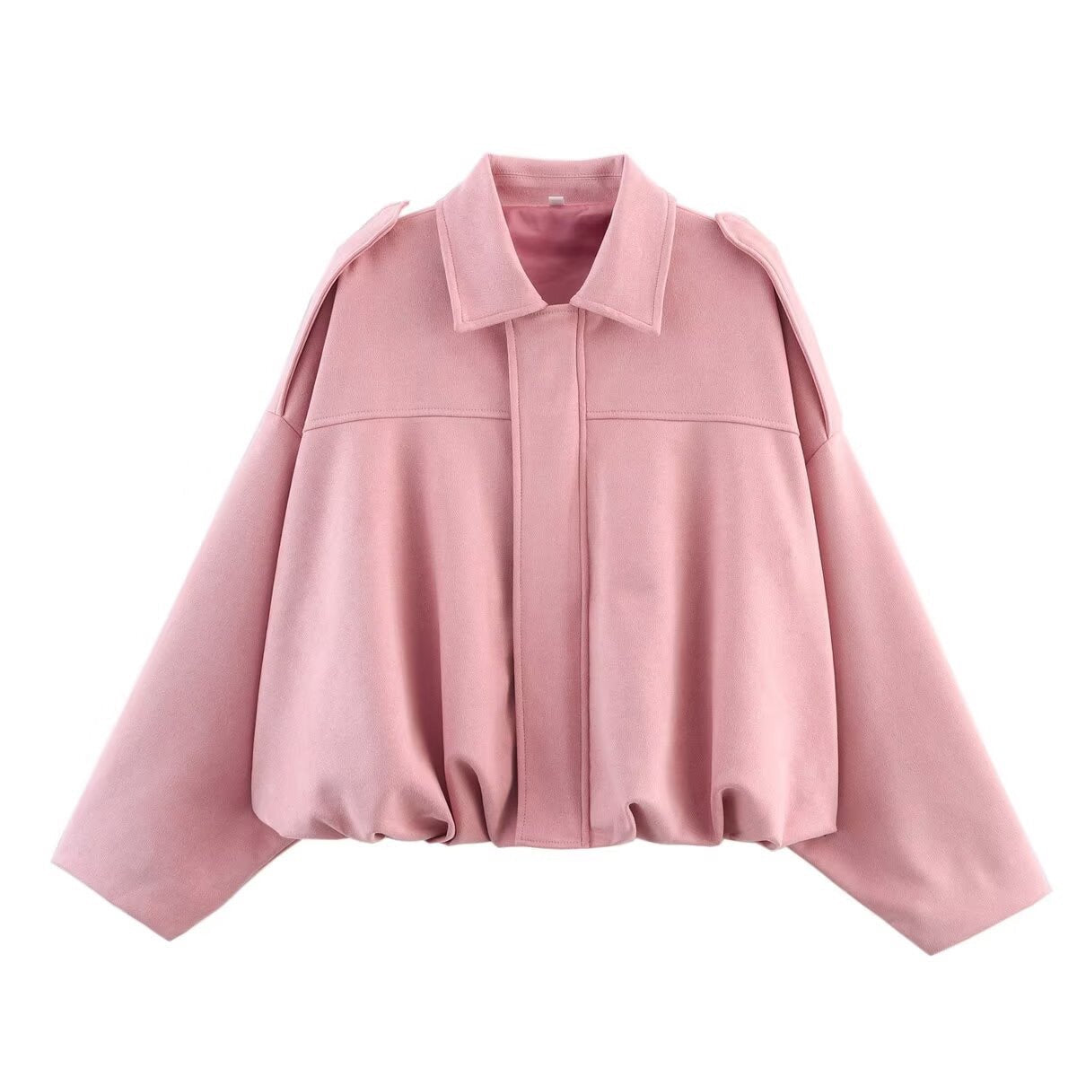 Collared Drop Shoulder Suede Look Oversized Jacket 11