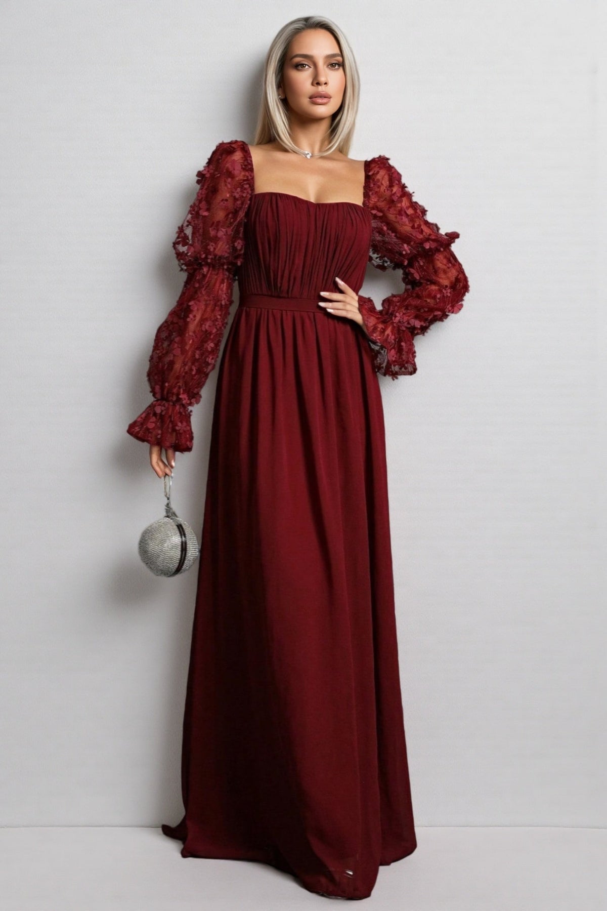 Wera Mesh Square Neck Maxi Dress - View 4