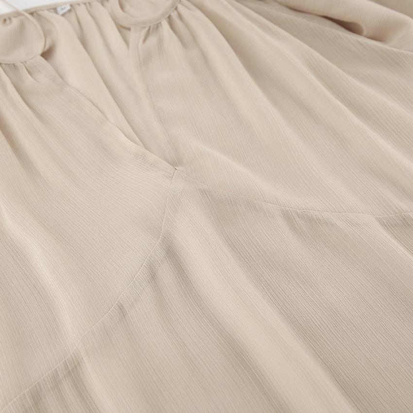 Sheer Tiered V-Neck Tie Neck Long Flared Ruffle Sleeve Maxi Dress - View 15