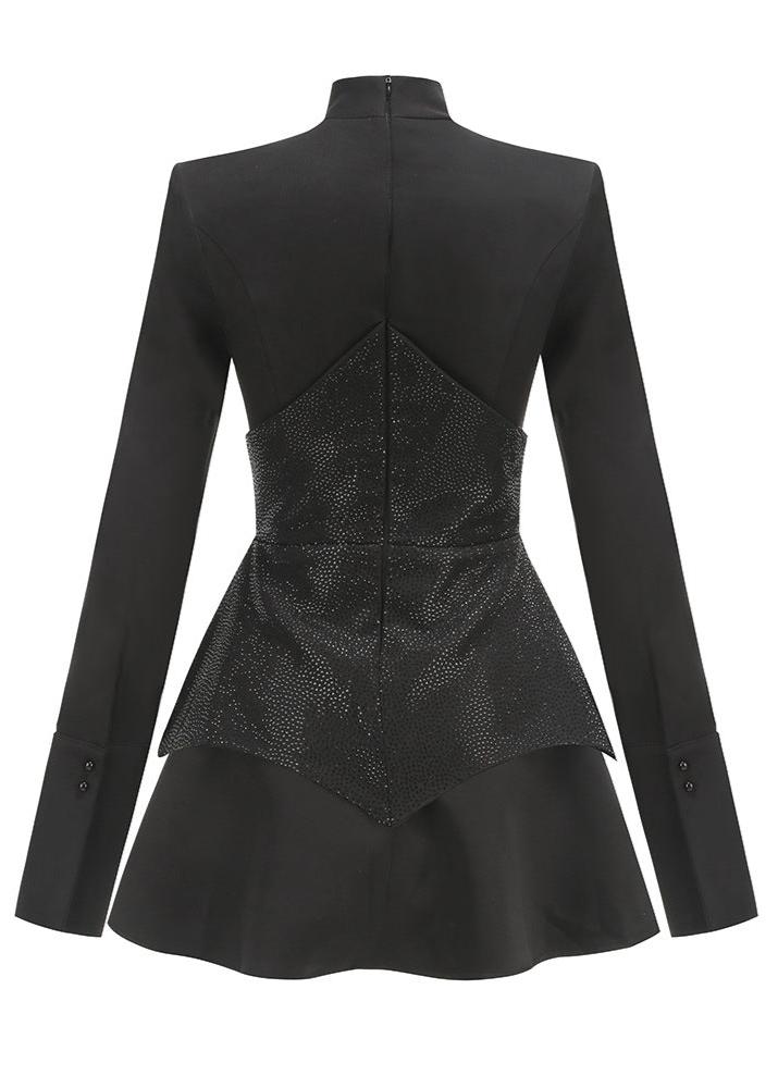 Faux Two Piece Sequin Corset Long Sleeve Tiered Mini Dress - View 5