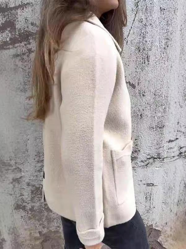Lapel Collar Zip Front Pocket Fleece Jacket 5