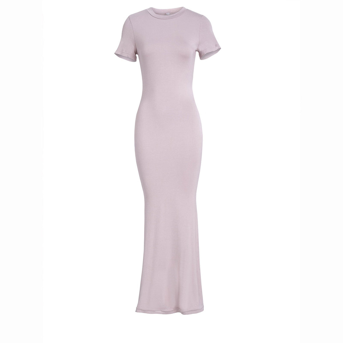 Crew Neck Short Sleeve Ruched Bodycon Maxi Dress 4