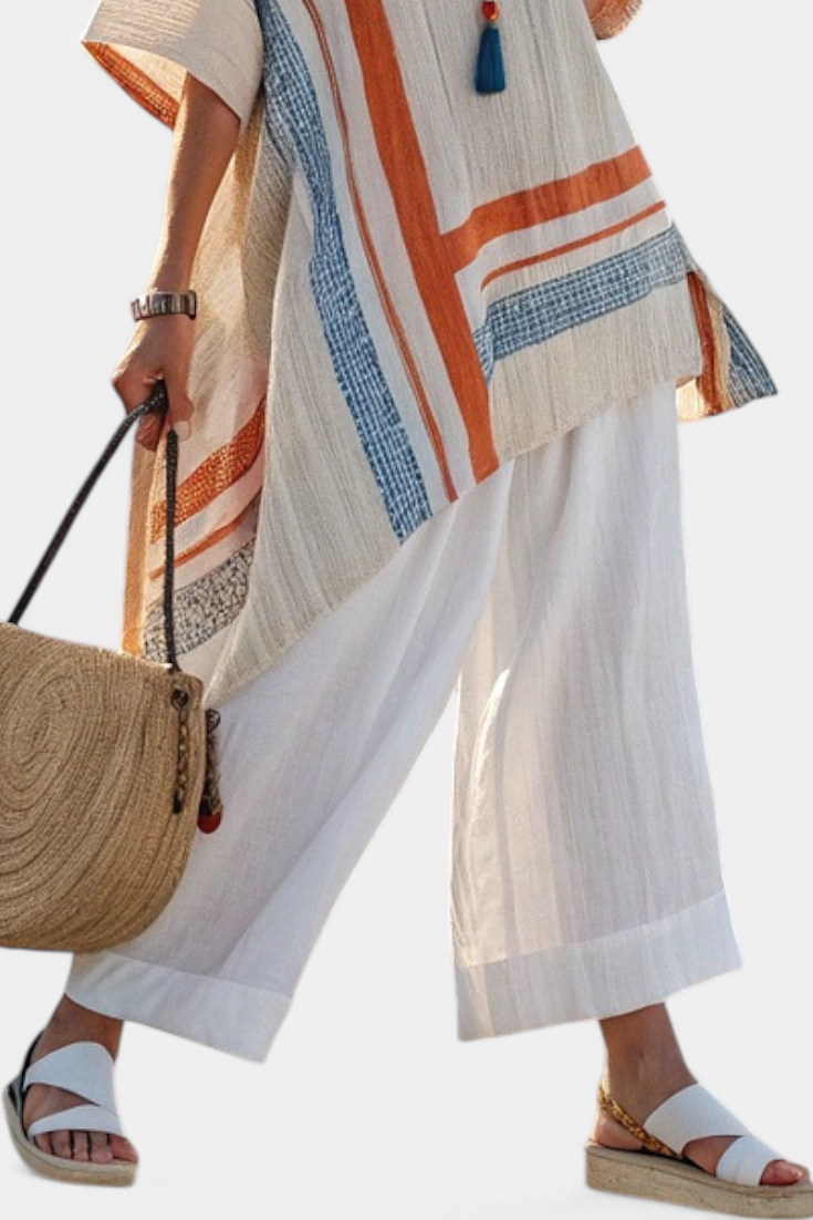 Striped Boxy Oversized Poncho Top 4