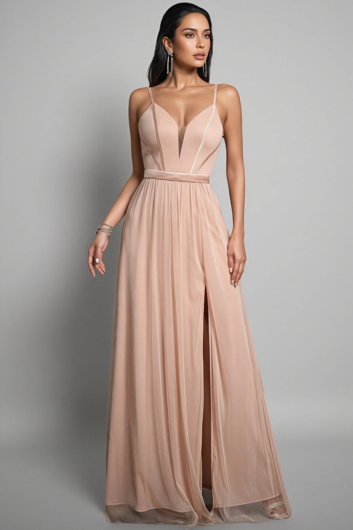Crispina Pink Strappy Mesh Maxi Dress - View 2