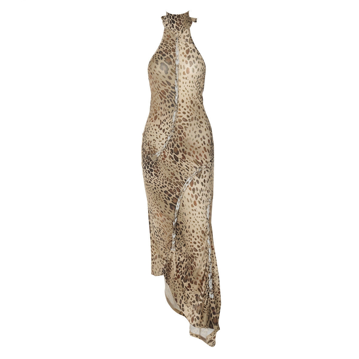 Leopard Print Halter Neck Backless Sleeveless Jumpsuit 5