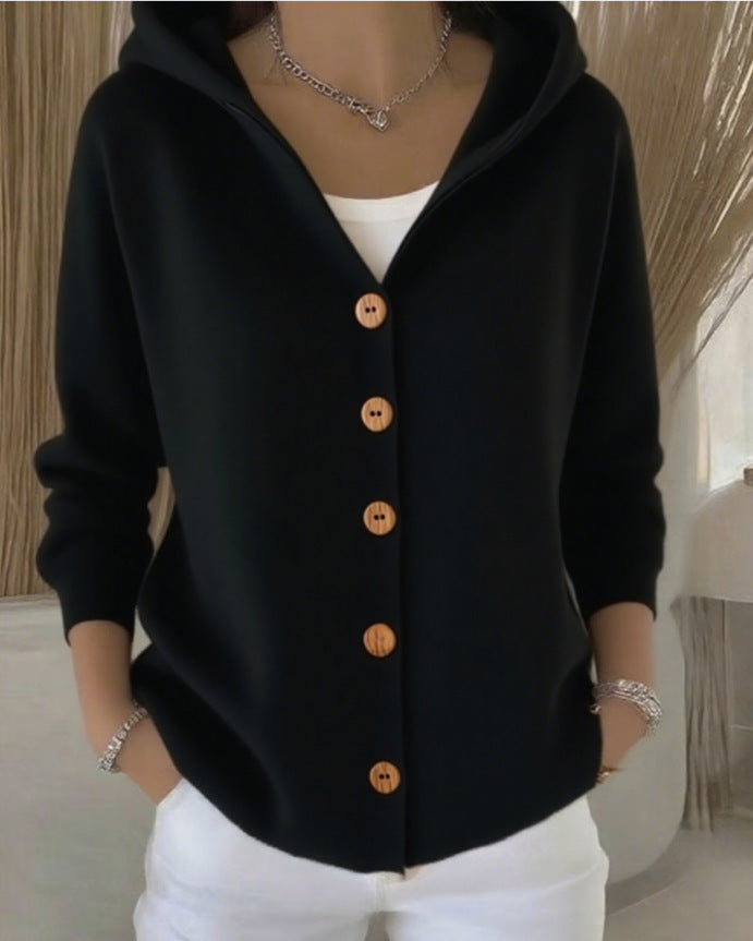 Hooded Button Front Knit Cardigan 8