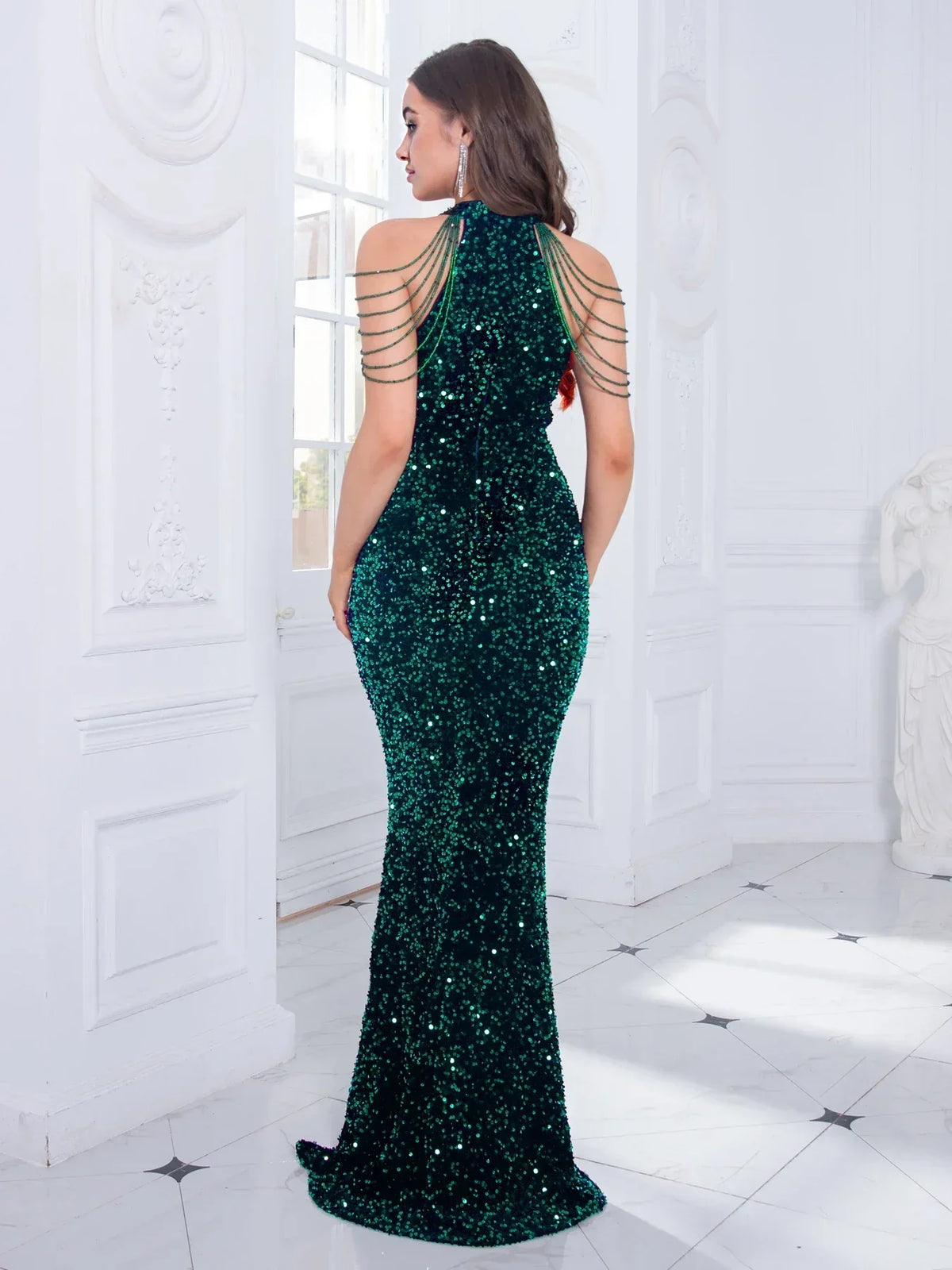 Halter-Neck Sequin Dress