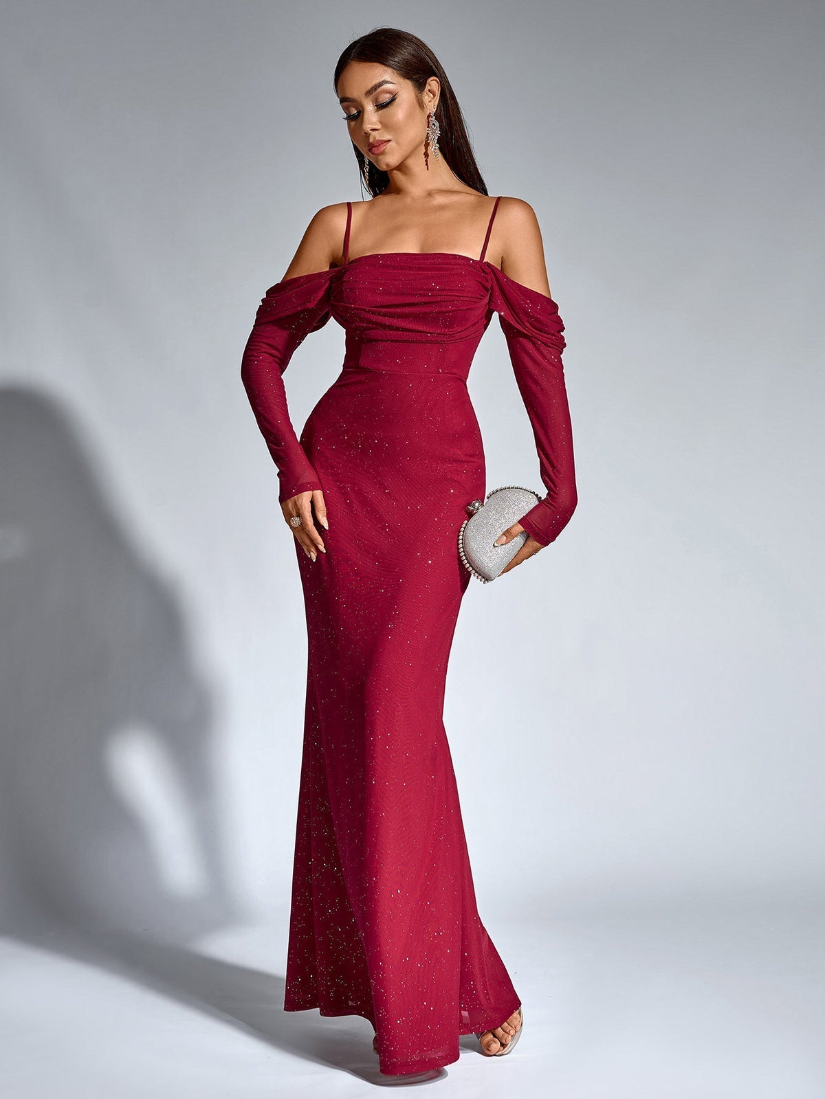 Velvet Strapless Sweetheart Bodycon Maxi Dress - View 7