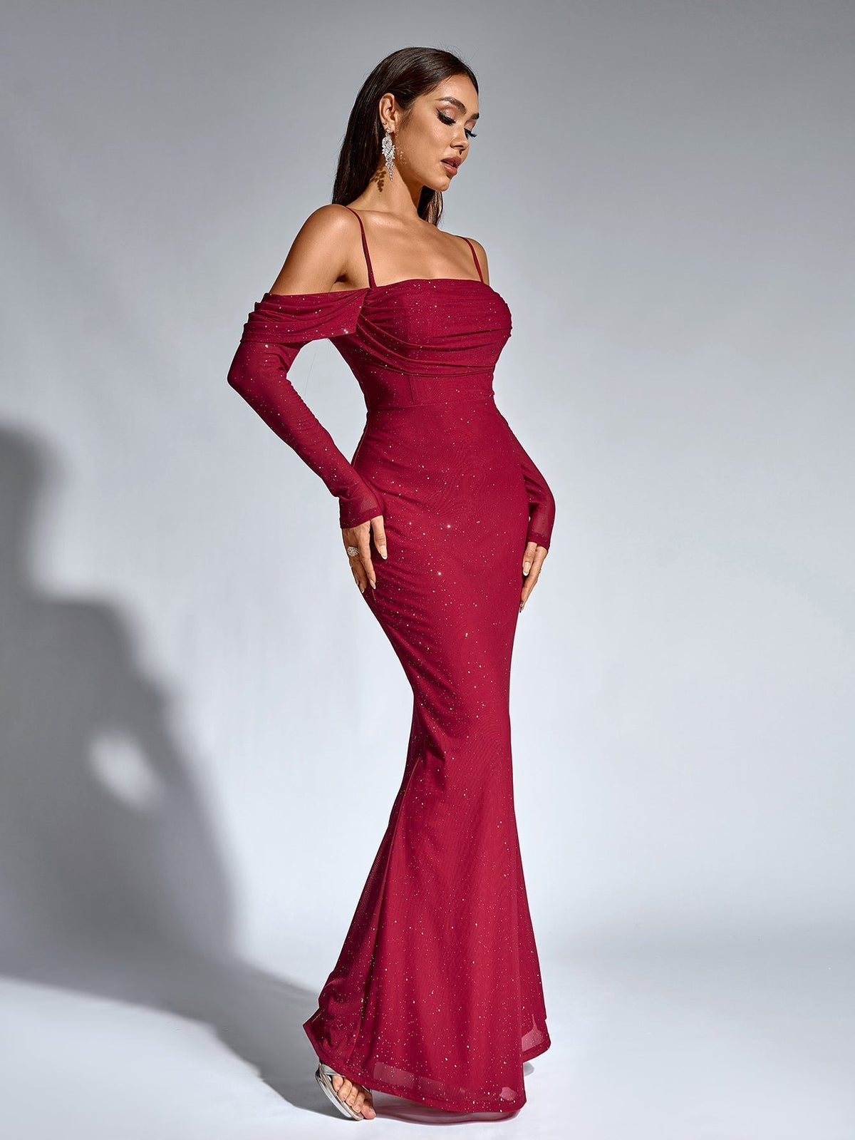 Velvet Strapless Sweetheart Bodycon Maxi Dress - View 6