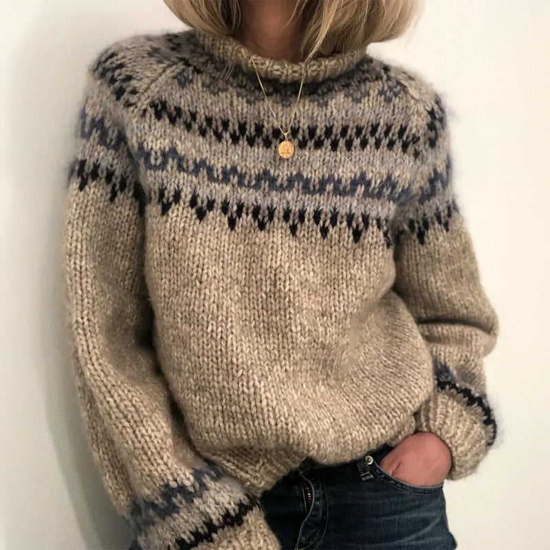 Turtleneck Fair Isle Long Sleeve Knit Sweater 4