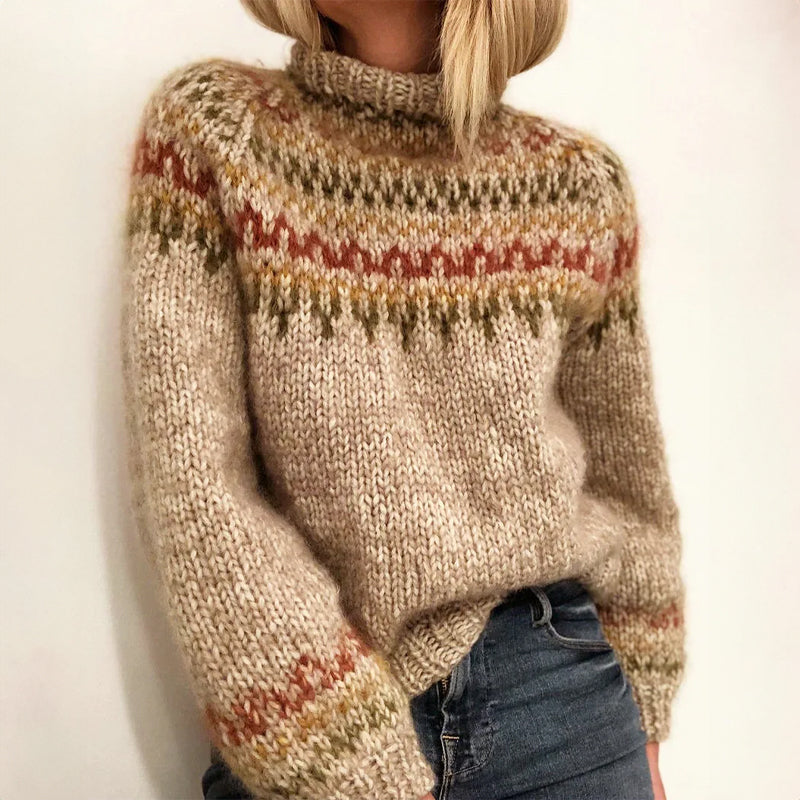 Turtleneck Fair Isle Long Sleeve Knit Sweater 3