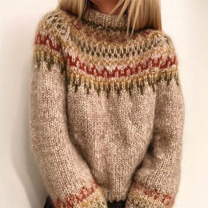 Turtleneck Fair Isle Long Sleeve Knit Sweater 2
