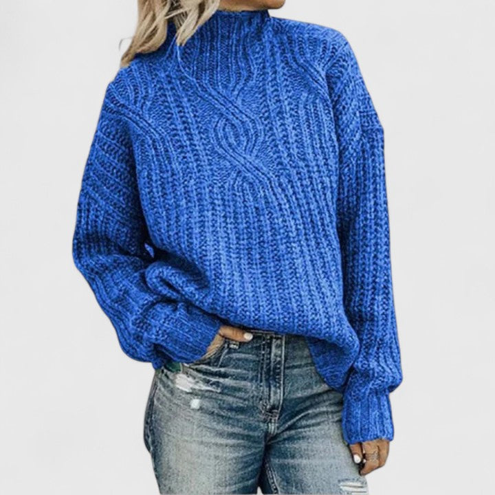 Mock Neck Cable Knit Oversized Sweater 5