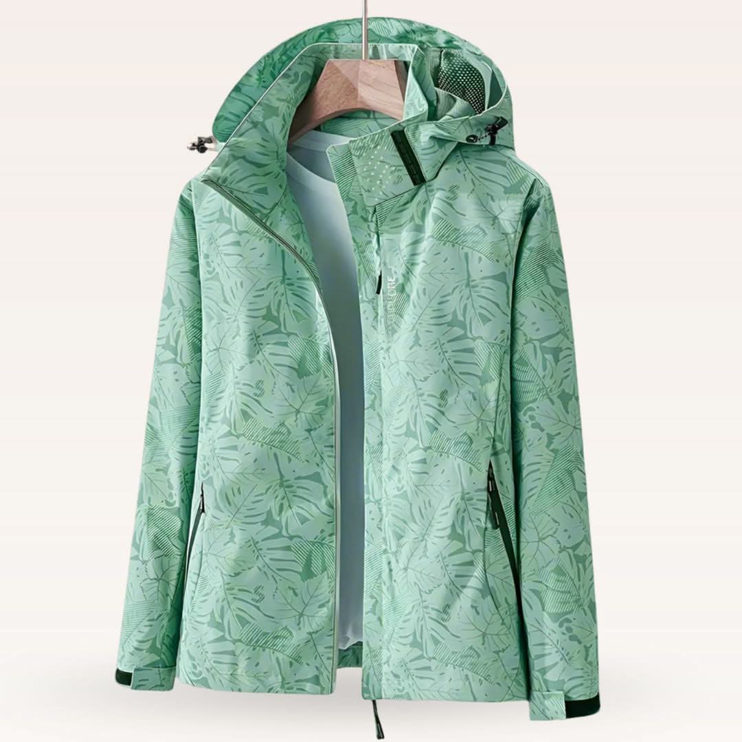 Leaf Print Hooded Zip Front Windbreaker Jacket 2