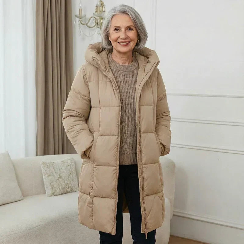 Hooded Zip Front Quilted Longline Puffer Coat 3