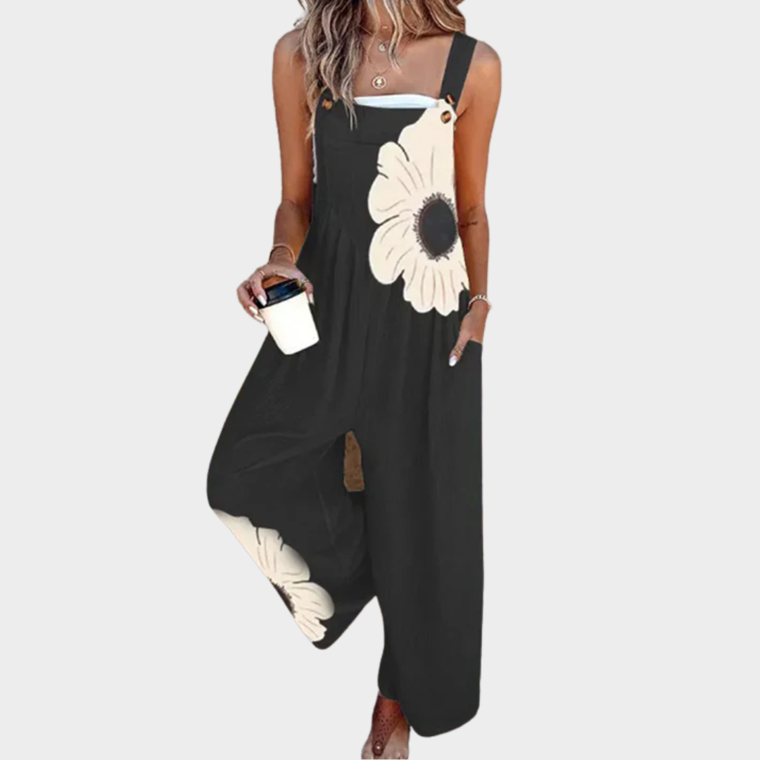 Floral Print Square Neck Wide Leg Jumpsuit 2