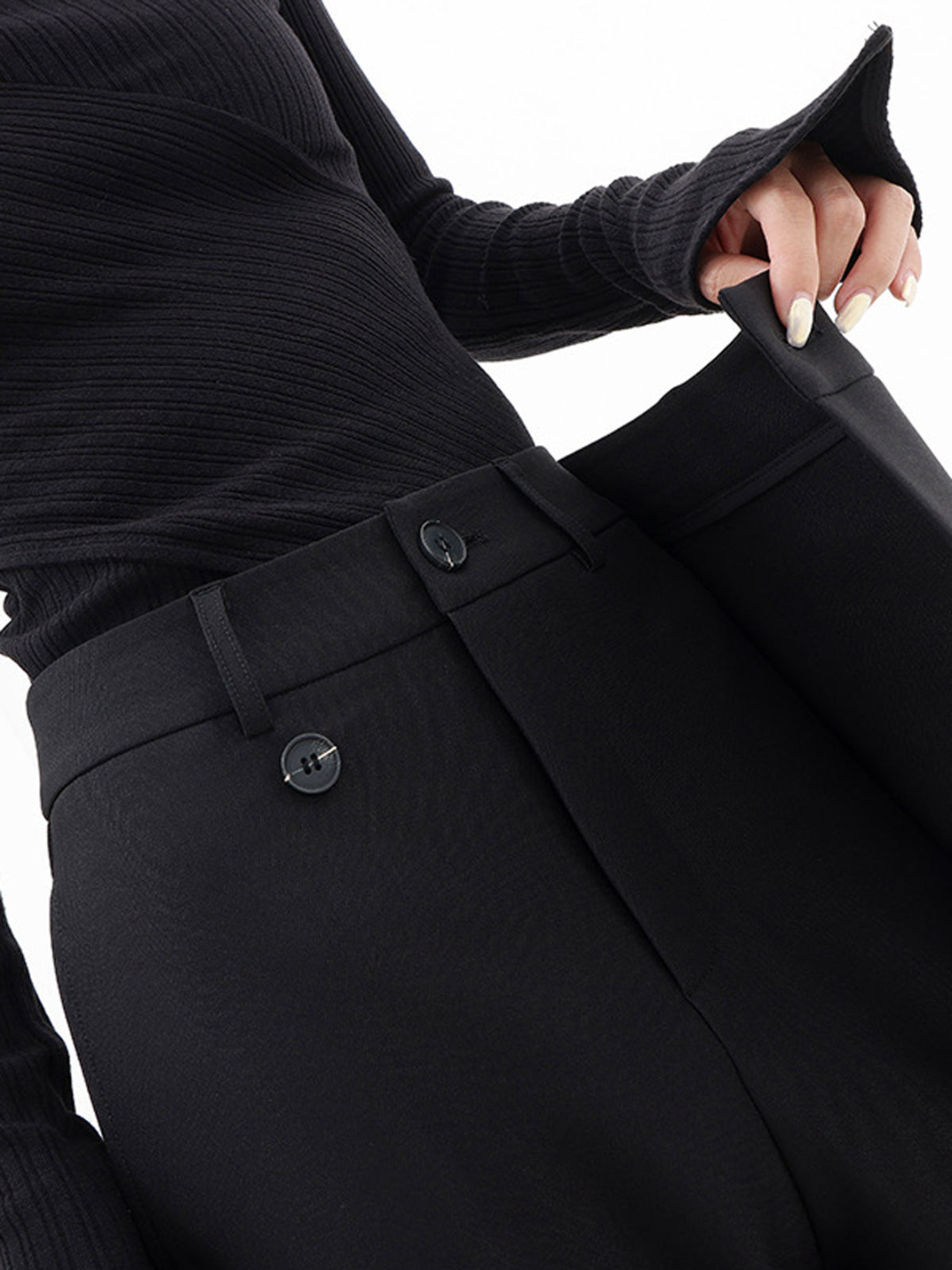 High Waist Asymmetric Wrap Wide Leg Trousers 4