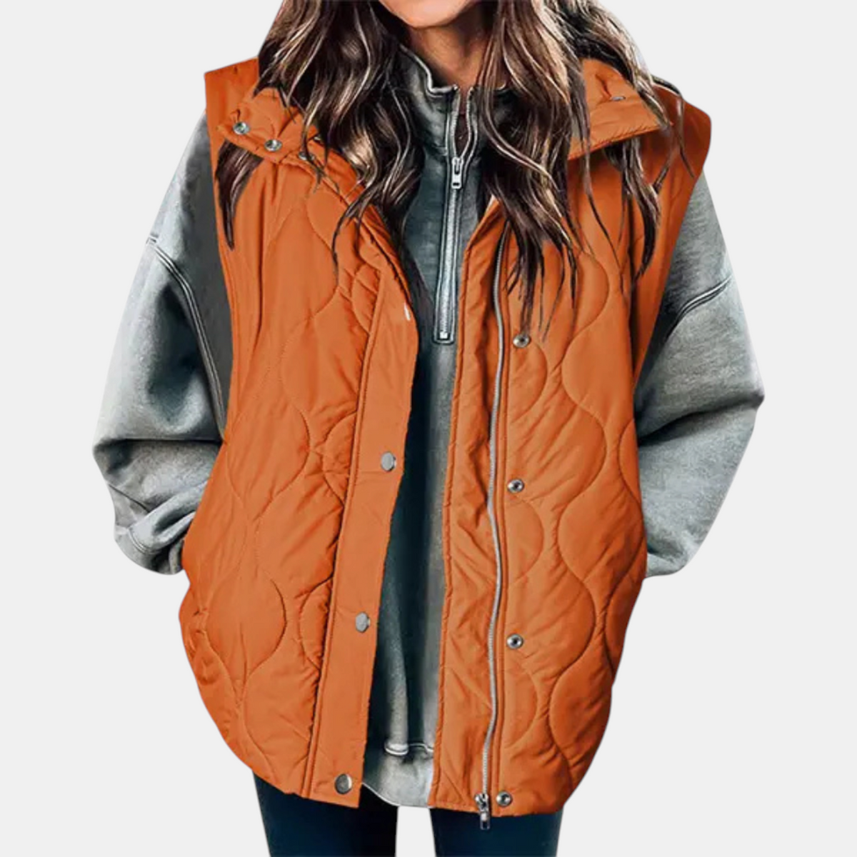 Hooded Zip Front Quilted Puffer Vest 9