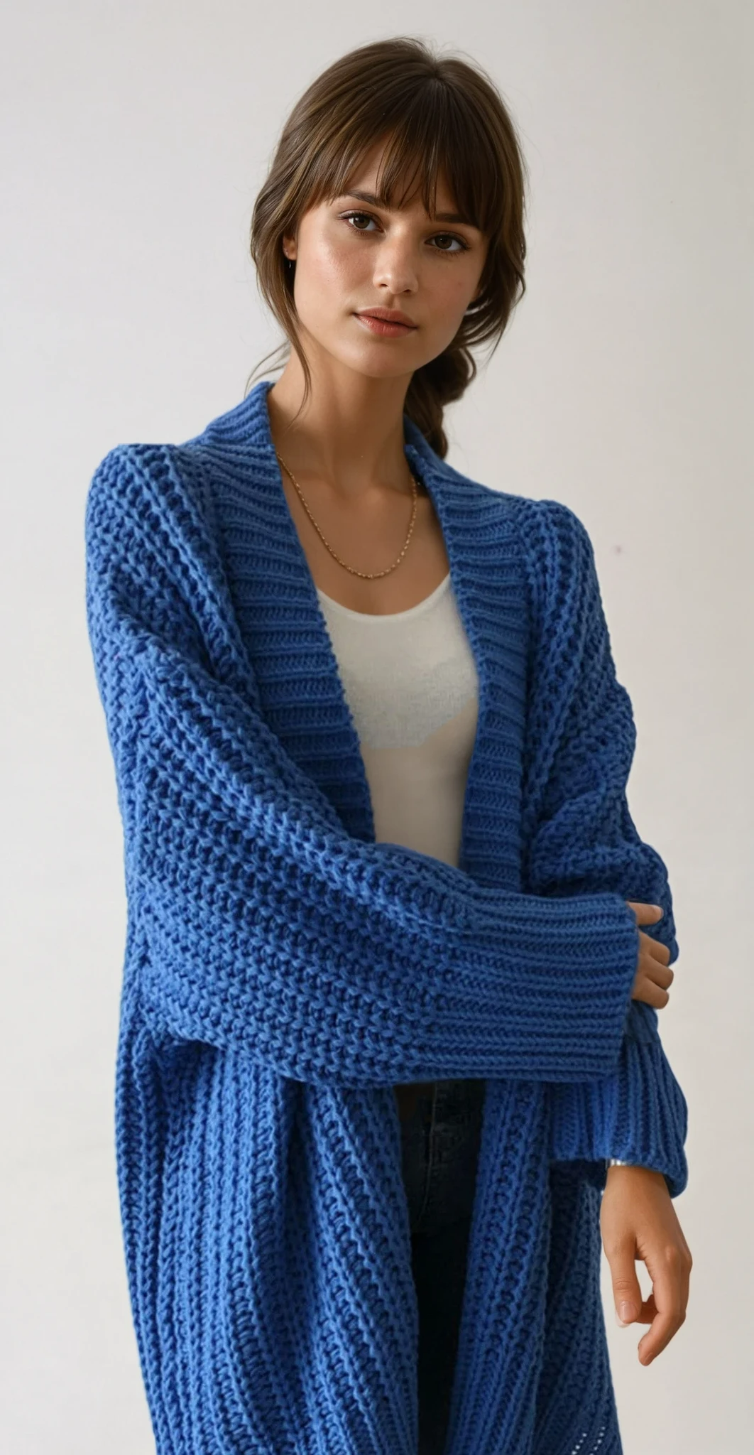 Shawl Collar Chunky Ribbed Longline Open Front Cardigan