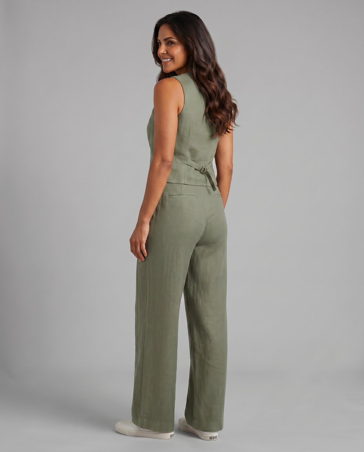 Sleeveless Button Vest and Wide Leg Pants Two Piece Set 18