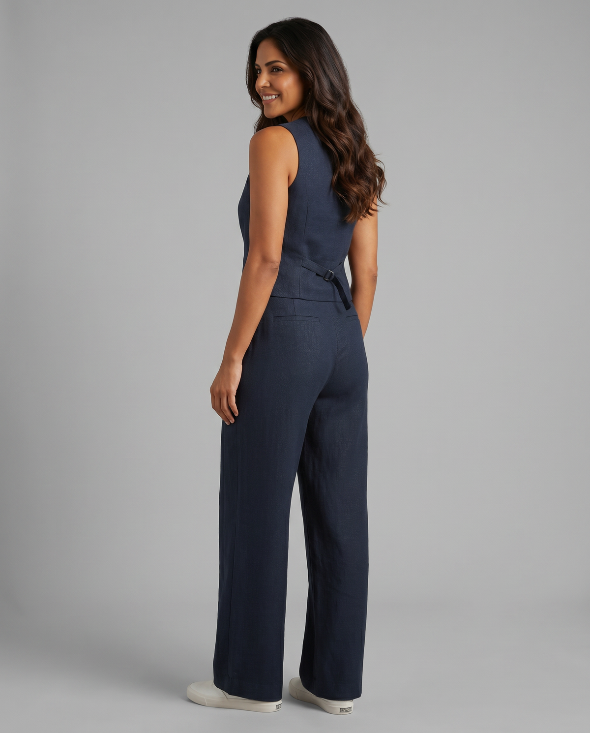 Sleeveless Button Vest and Wide Leg Pants Two Piece Set 4