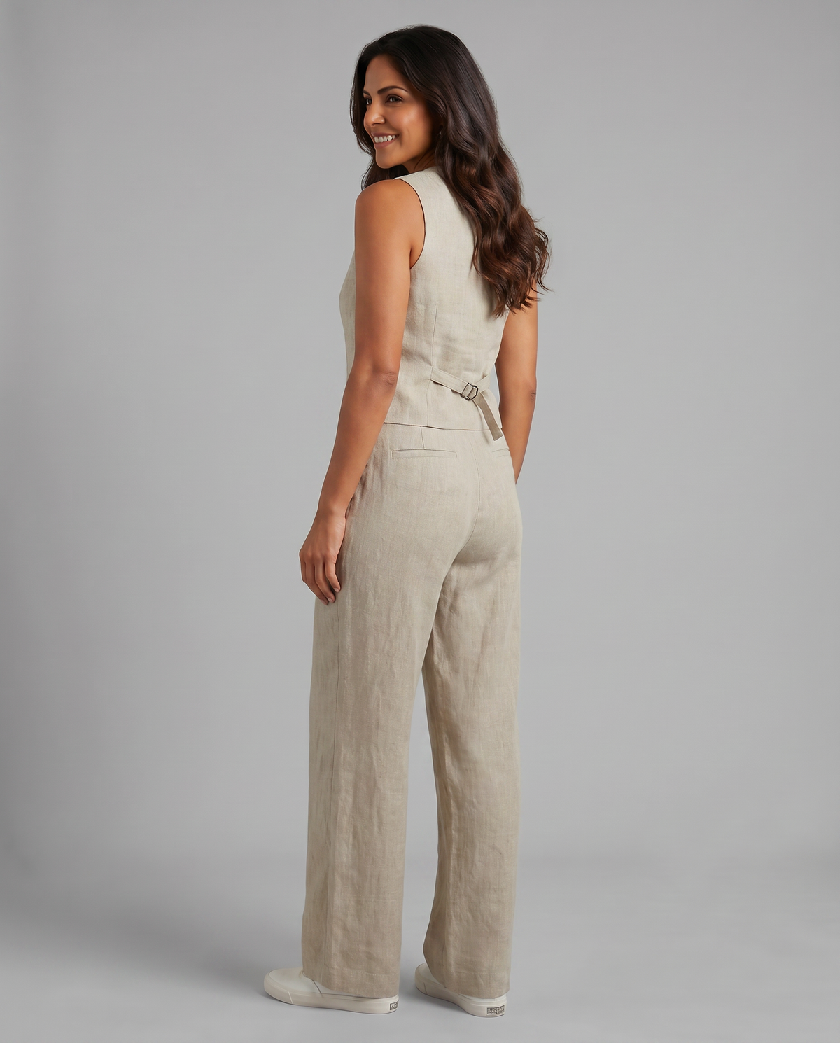 Sleeveless Button Vest and Wide Leg Pants Two Piece Set 9