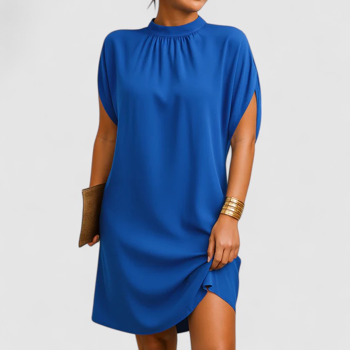 Ruched Mock Neck Sleeveless Shift Dress 6