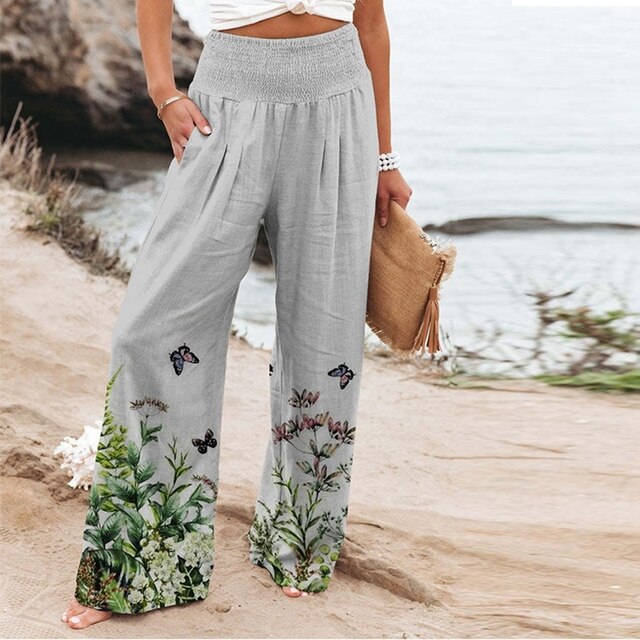High Waist Floral Wide Leg Palazzo Pants 2