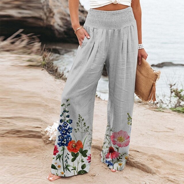 Floral High Waist Wide Leg Pants