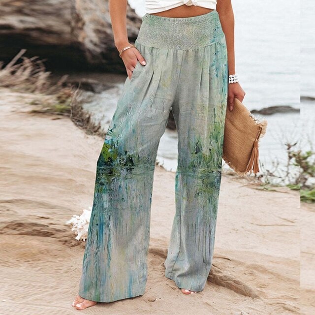 High Waist Floral Wide Leg Palazzo Pants 3